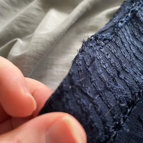 Vintage Passports Pier 1 long sleeve semi sheer navy embroidered button up top L Blue Size L