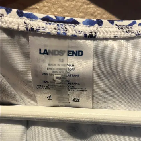 Lands' End New Lands’ End Women’s Tankini Top Blue White Size 12 NWT