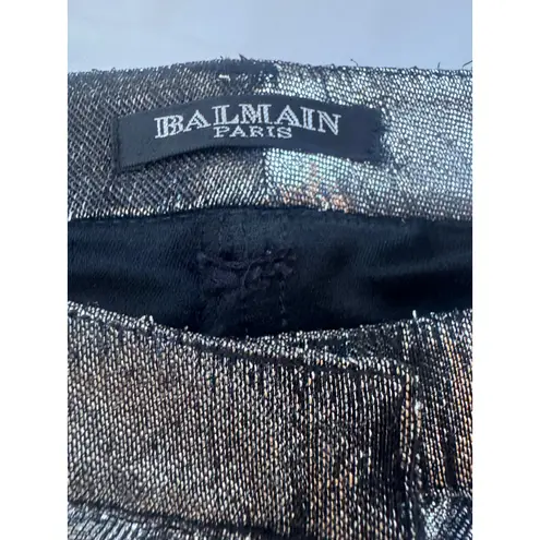 Balmain Paris Metallic Silver Skinny Pants – Size 36 (Made in France) Size 4