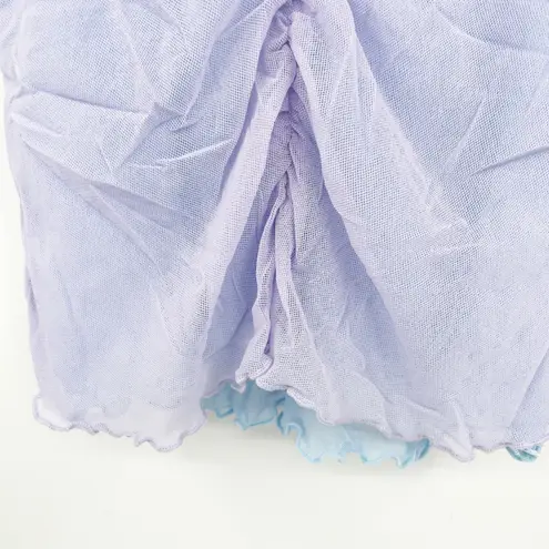 Womens Y2k Vintage Fairycore Fairy Pastel Coquette Sheer Ruched Cami Tank Top Purple Size XS