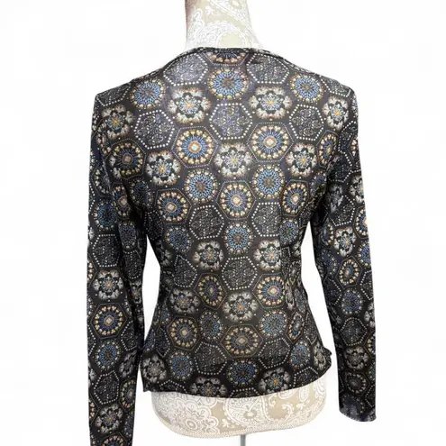 Bandolino Geometric Floral Print Long Sleeve Top β Size M Y2K Retro Top