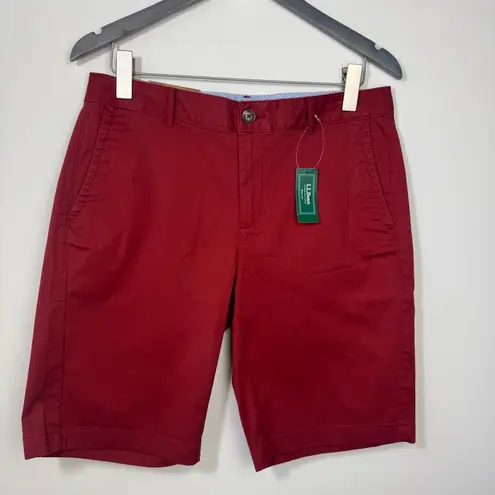 L.L.BEAN WASHED CHINO BERMUDA SHORT WOMENS SIZE 10 Regular Cabin Red