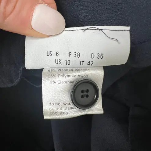 Akris Punto Classic Tapered Straight Leg Dress Work Pants Size US 6 Navy Blue