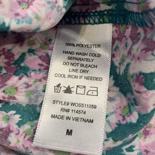 Pleione floral smocked puff sleeve peplum top M