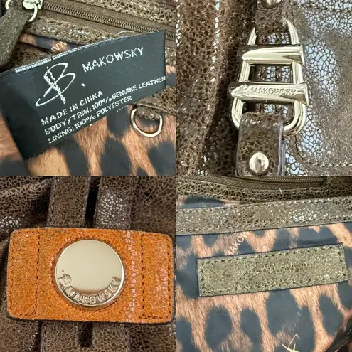 Vintage B. MAKOWSKY Two Tone Brown Genuine Leather Slouchy Satchel Crossbody