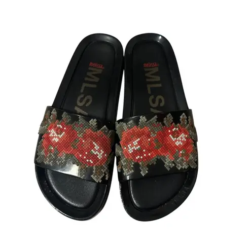 Melissa Rose Faux Needlepoint Pool Slides Sandals Size US 9 / EUR 40