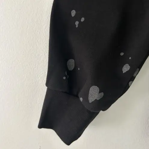 Time and Tru Women's Silver Splashed Black Crew Neck Sweatshirt S Small