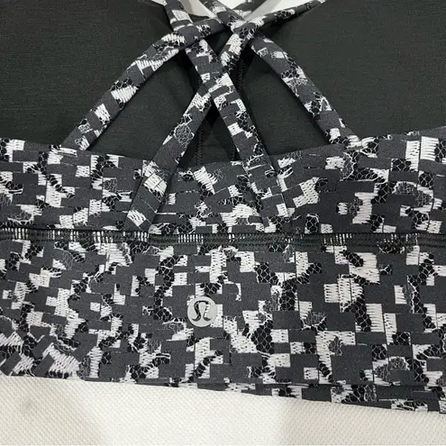 Lululemon  Energy Bra Size 10 Long Line Medium Support B–D Cup Pace Lace Grey