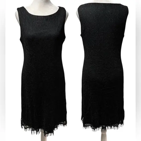 Jessica Howard Black Lace with Fringe Bottom Sleeveless Knee Length Dress Size 8