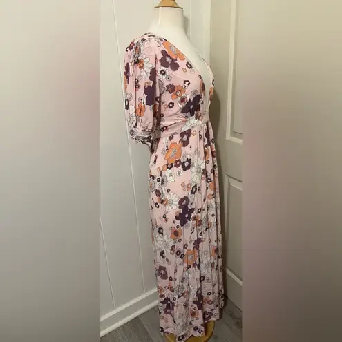 For Love & Lemons  Magnolia Maxi Dress in Pink Blossom Size Small $457