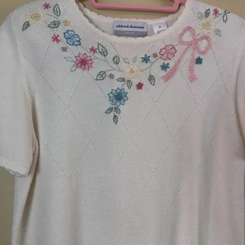 Alfred Dunner Vintage 1980's Floral Embroidered Sweater Size PL