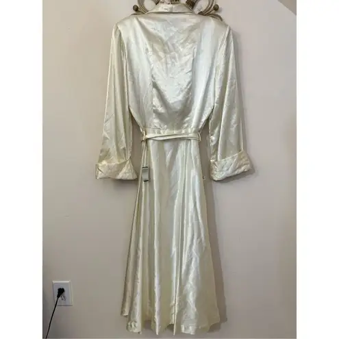 Vintage 60s Montgomery Ward Cream Satin Dressing Gown Robe 16 Size XL