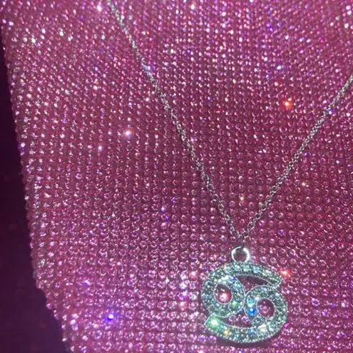 Boutique Cancer Zodiac Sign Sterling Silver Necklace 925 Bling Horoscope June July Egirl Emo Jewelry