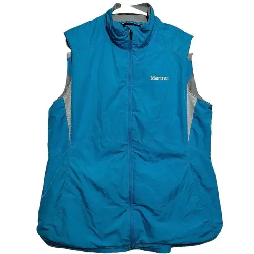Marmot Driclime Vest Packable Water Resistant Full Zip Zip Pockets Blue Medium