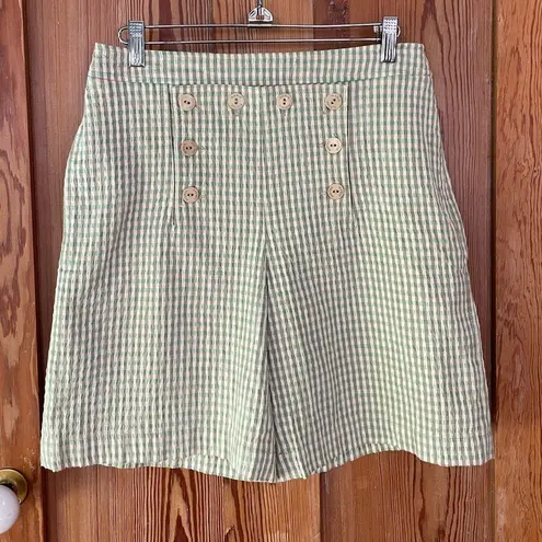 Marie Valois Green Gingham Sailor Golf Shorts High Waist Resort Wear