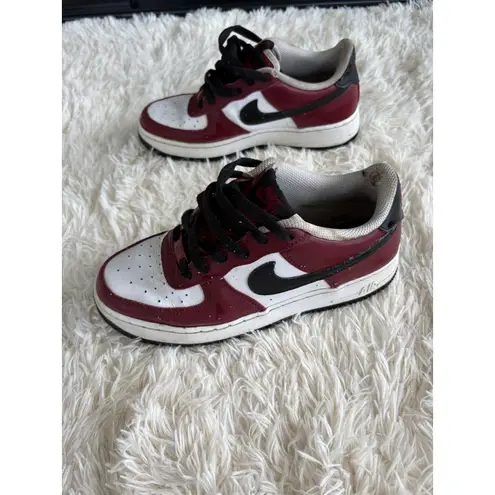 Nike  Air Force 1 AF1 Burgundy Red‎ Black White Low Top Sneakers Shoes 6.5