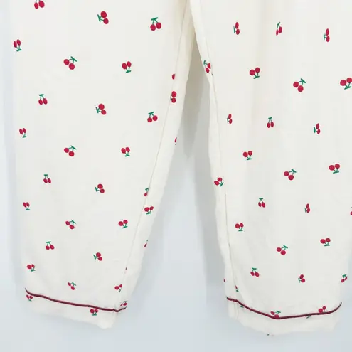 Womens Pajama Pants Lounge Sleep Bottoms Cherry Print Elastic Waist Size L Red Size L