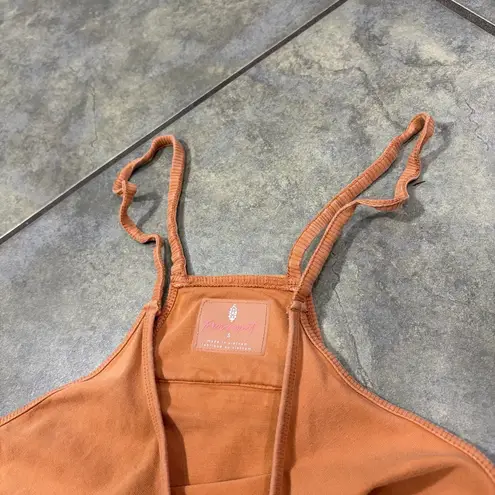 Free People Movement Hot Shot Women Crop Jumpsuit Sz S Boho Relaxed Preppy EUC Orange