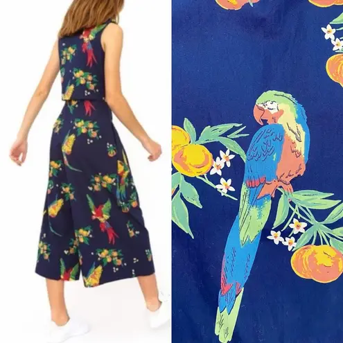 Modcloth Emily And Fin X  Florence Retro Navy Parrot Jumpsuit Tropical Hawaiin thumbnail 6