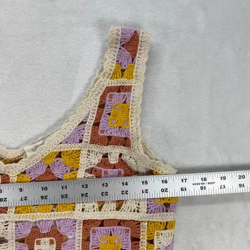 Rebellion Again Crochet Crop Top Granny Square Knit Sleeveless XS