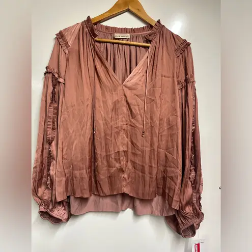 Ulla Johnson NEW NWT Maeve Ruffle Satin Blouse - Copper size 10 women’s designer