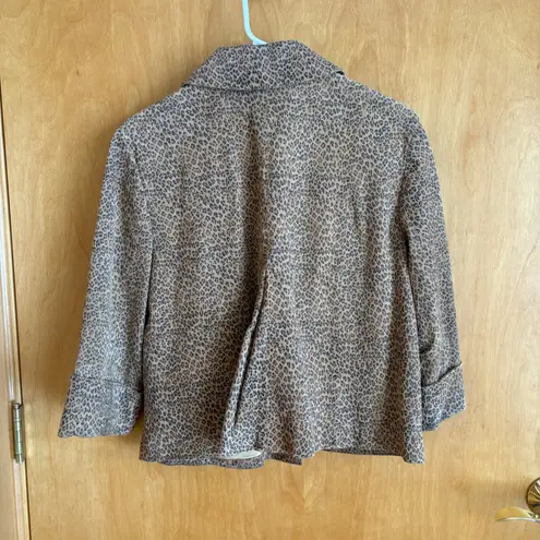Live a Little Leopard Print Suede Leather Blazer Jacket Women's Medium