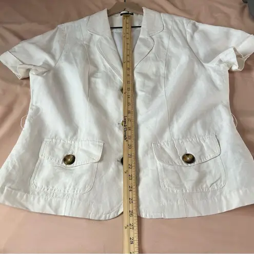 East 5th White Linen Blazer 3 Button Closure Short Sleeve Lightweight Pockets XL