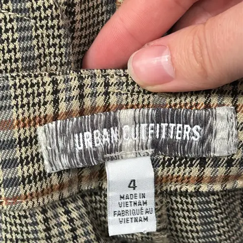 Urban Outfitters  Women’s Glen Plaid Boot Cut Pants Cargo Pockets Tan Size 4