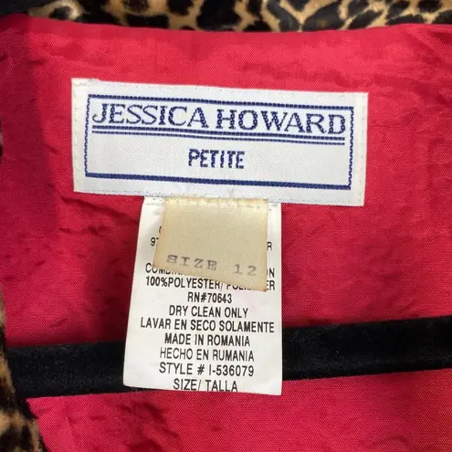 Jessica Howard Vintage 2 pc Set Maxi Dress & Jacket Black Suede Cheetah Print