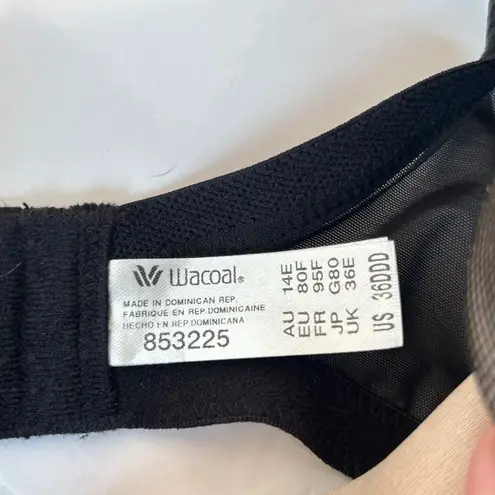 Wacoal Black Lace Overlay Tulle Balconette Bra 36DDD