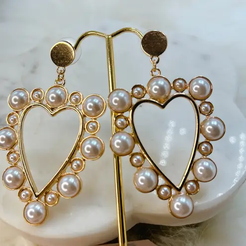 Nordstrom gold pearl heart earrings