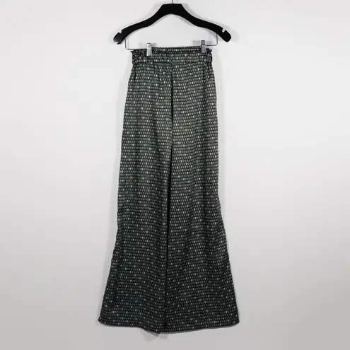 Claudie Pierlot Satin Floaty Wide Leg Mid Rise Small Horse Print Trousers Pants