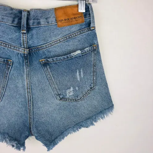 ZARA  1975 Button Fly High Rise Jean Shorts 2