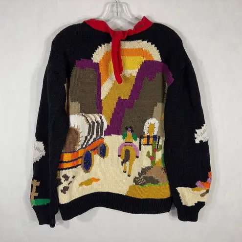 VTG Berek Large Sweater Western Cowboy Country Hand Knit Bandana Horse 1990s D