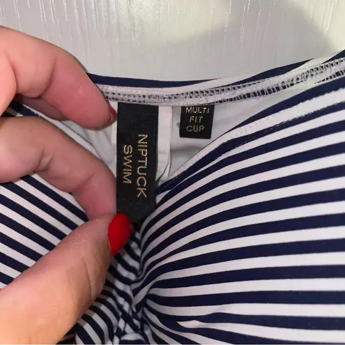 Nip Tuck Swim Sorrento Stripe Joanne Swimsuit Womens 10 Ruched Slimming 1 Pc Black