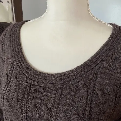 Fenn Wright Manson Wool Blend Taupe Brown Chunky Cable Knit Sweater Dress