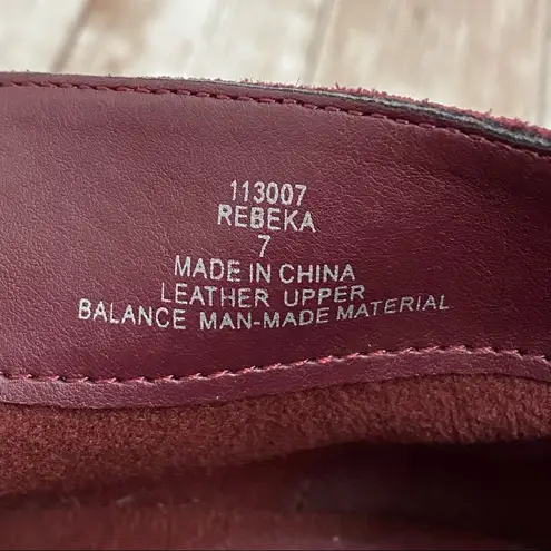 Michael Shannon MICHAEL by “Rebeka” Wine Suede Wedge Lace-up Booties 7