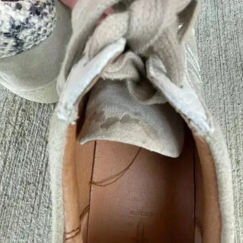 Frye  Webster Wave Gray Suede with Snakeskin Print Low-cut Lace- up Sneakers 8.5M