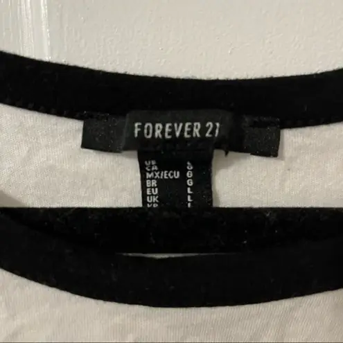 Forever 21 white cropped tie front ringer tshirt