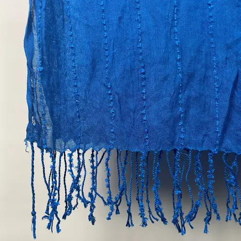 Simply Vera  by Vera Wang Blue Textured Striped Scarf with Fringe Hem