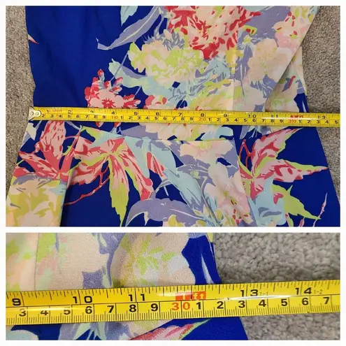 Yumi Kim Womens XS Floral Spaghetti Strap Fit & Flare Mini Dress Blue Pink