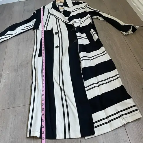 Topshop  striped duster jacket trench coat lightweight navy white