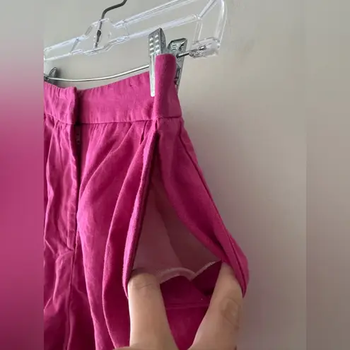 ZARA  Pink Fuchsia Linen Blend Shorts