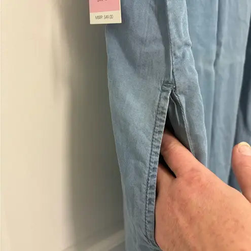 Terre Bleue Sleeveless Denim Dress Floral Embroidery Cabincore Cottagecore NWT Blue