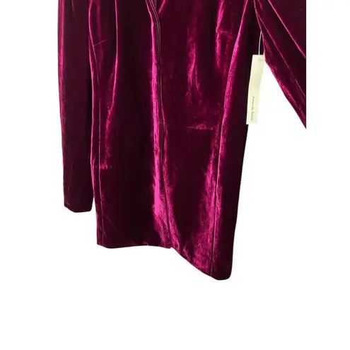 Amanda Smith Silk Blend Burgundy Velvet Button Front Blouse Size 4 NWT