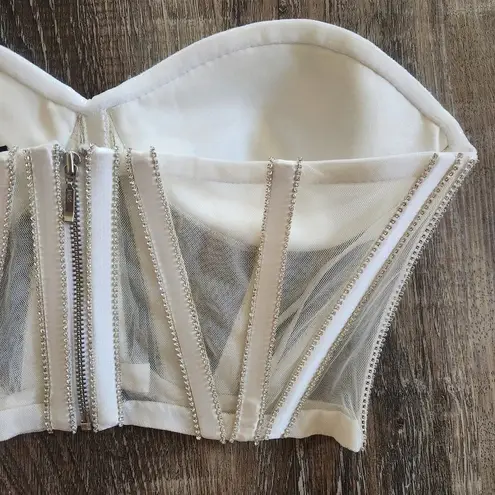 Retrofête Retrofete Lex Top Strapless Corset Bustier White Rhinestone Medium NWT Bridal