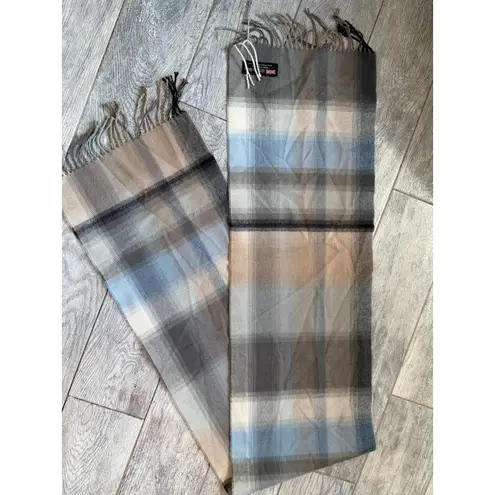 Scarf 100% Cashmere Scotland plaid Fringe Neck Wrap Neutral Tartan Unisex