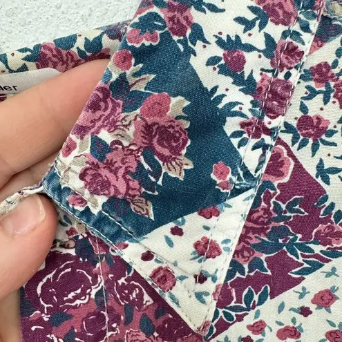 Vintage Paris Sport Club‎ Quilted Pink Patchwork 100% Cotton Western Blouse Size M