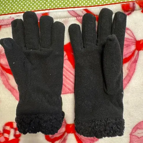 Black Fleece Gloves Cozy Sherpa Lined Winter Warm Womens