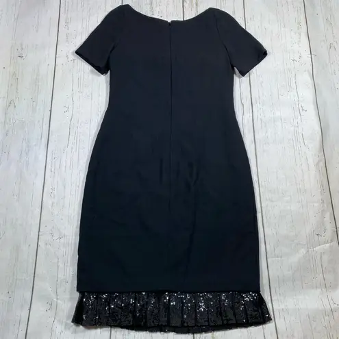 Valentino Garavani Vintage Valentino Crepe Short Sleeve Sequin Ruffle Dress